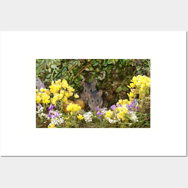 pair of wild mice spring flowers Wall Art by Simon-dell